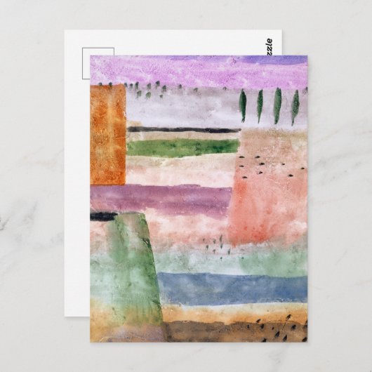 Landschap met poplars - Paul Klee - Abstracte kuns Briefkaart (Voorkant / Achterkant)