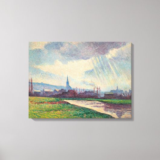 Landschap met rivier (door Maximilien Luce) Canvas Afdruk (Voorkant)