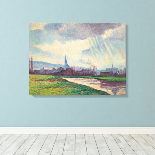 Landschap met rivier (door Maximilien Luce) Canvas Afdruk (Insitu (Houten vloer))