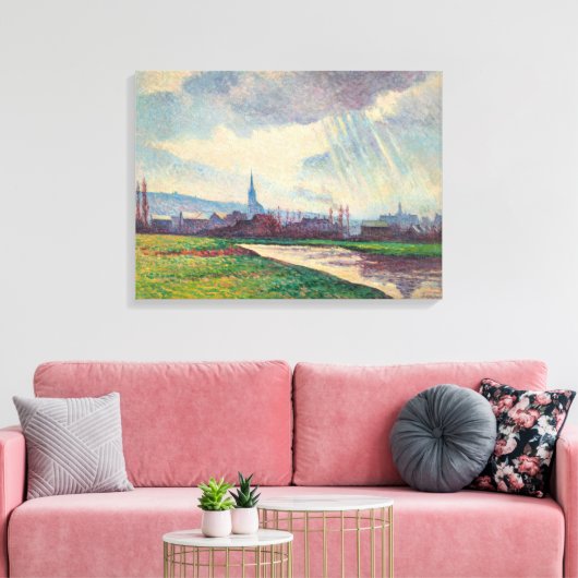 Landschap met rivier (door Maximilien Luce) Canvas Afdruk (Insitu (Woonkamer))