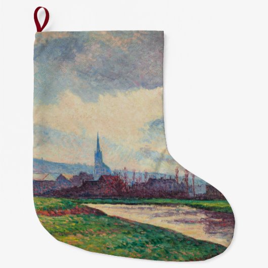 Landschap met rivier (door Maximilien Luce) Grote Kerstsok (Voorkant)