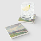 Landschap met rivier (door Maximilien Luce) Stenen Onderzetter (Zijkant)