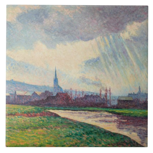 Landschap met rivier (door Maximilien Luce) Tegeltje (Voorkant)