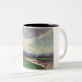 Landschap met rivier (door Maximilien Luce) Tweekleurige Koffiemok (Voorkant rechts)