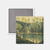 Landschap met rivier en brug: lenteochtend magneet (Voorkant / Achterkant)