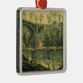 Landschap met rivier en brug: lenteochtend metalen ornament (Rechts)