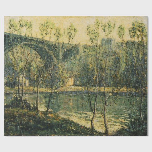 Landschap met rivier en brug: Spring Morning Cadeaupapier (Vlak)