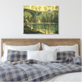 Landschap met rivier en brug: Spring Morning Canvas Afdruk (Insitu (Slaapkamer))