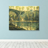 Landschap met rivier en brug: Spring Morning Canvas Afdruk (Insitu (Houten vloer))