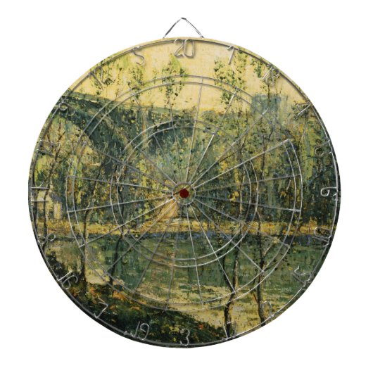 Landschap met rivier en brug: Spring Morning Dartbord (Voorkant)