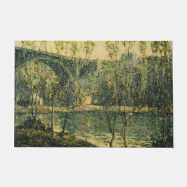 Landschap met rivier en brug: Spring Morning Deurmat