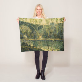 Landschap met rivier en brug: Spring Morning Fleece Deken