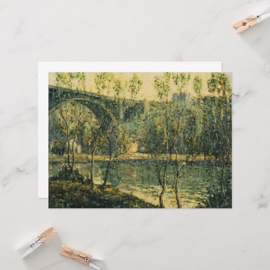 Landschap met rivier en brug: Spring Morning Kaart (Voorkant / Achterkant in situ)