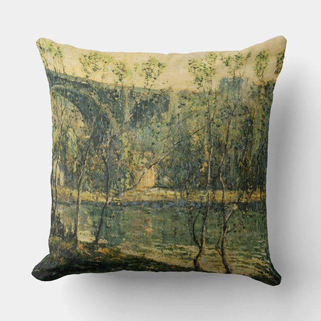 Landschap met rivier en brug: Spring Morning Kussen (Voorkant)