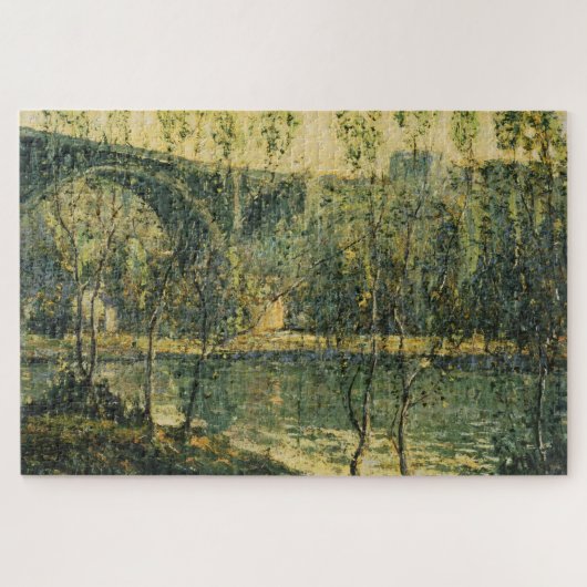Landschap met rivier en brug: Spring Morning Legpuzzel (Horizontaal)