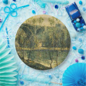 Landschap met rivier en brug: Spring Morning Papieren Bordje (Feest)