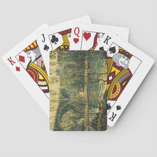 Landschap met rivier en brug: Spring Morning Pokerkaarten (Achterkant)