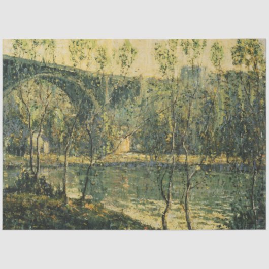 Landschap met rivier en brug: Spring Morning Tissuepapier (Voorkant)