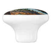 Landschap met robuuste bergketen in glas in lood keramische knop (Zijkant)
