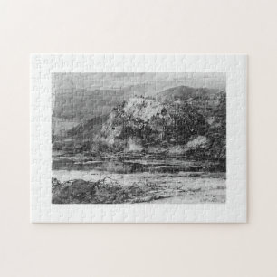 Landschap met rotsachtige heuvels en stroom 1890 W Legpuzzel
