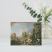 Landschap met Ruin & Bridge van Francois Boucher Briefkaart (Staand voorkant)