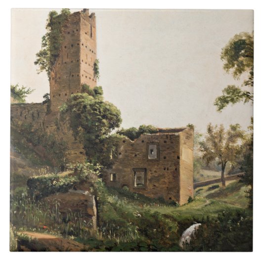 Landschap met ruïnes (Ancient Ruined Building) Tegeltje (Voorkant)