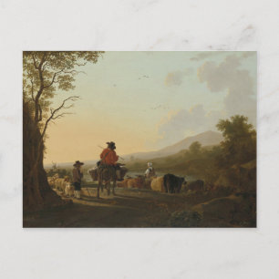 Landschap met Rundveer en Shepherd Briefkaart