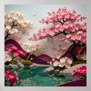 Landschap met Sakurabloesem 🌸 Poster