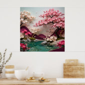 Landschap met Sakurabloesem 🌸 Poster (Keuken)