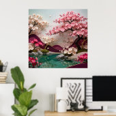Landschap met Sakurabloesem 🌸 Poster (Thuiskantoor)