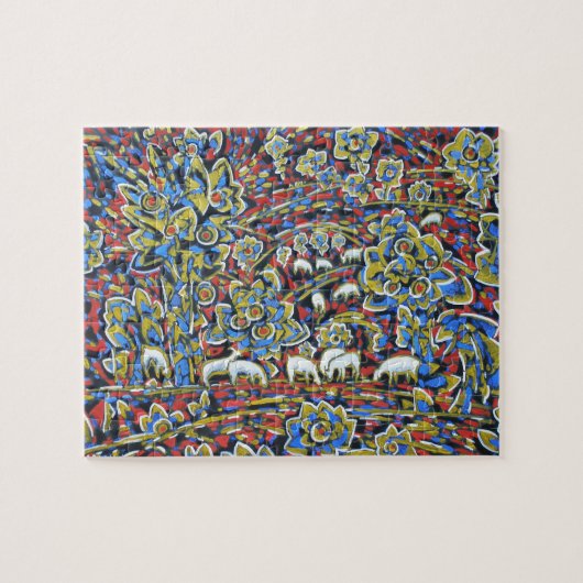 Landschap met schapen Zeer moeilijke puzzel Legpuzzel (Horizontaal)