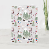 Landschap met skibergen en skipistes voor skisport feestdagen kaart (Voorkant)