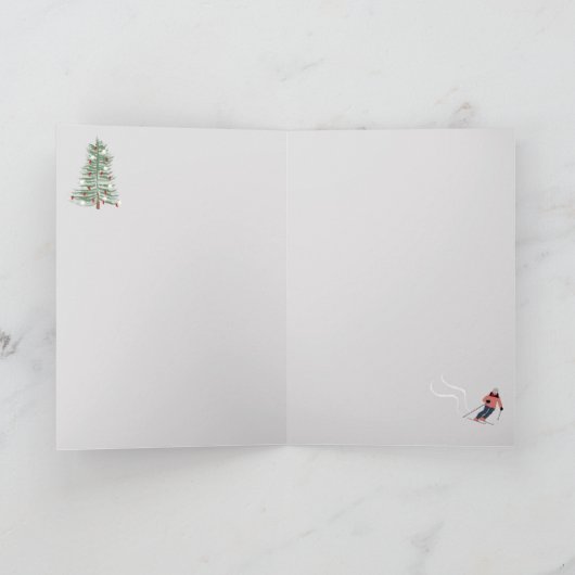 Landschap met skibergen en skipistes voor skisport feestdagen kaart (Binnen)