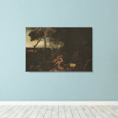 Landschap met St. Jerome Canvas Afdruk (Insitu (Houten vloer))