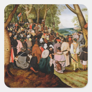 Landschap met St. John de Baptist Preaching Vierkante Sticker