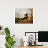 Landschap met Stream en Weir (olie op canvas) Poster (Thuiskantoor)