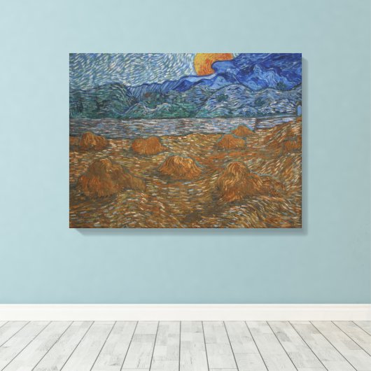 Landschap met tarweblaasjes en rijzende maan canvas afdruk (Insitu (Houten vloer))