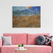Landschap met tarweblaasjes en rijzende maan canvas afdruk (Insitu (Woonkamer))
