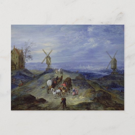 Landschap met twee windmolens, 1612 briefkaart (Voorkant)