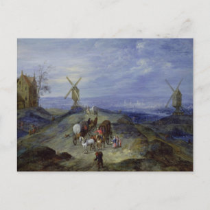 Landschap met twee windmolens, 1612 briefkaart