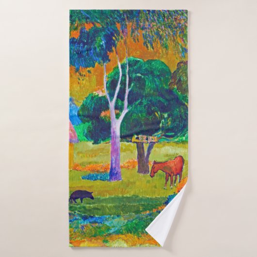 Landschap met varkens en paarden, Gauguin Badhanddoek (Badhanddoek)