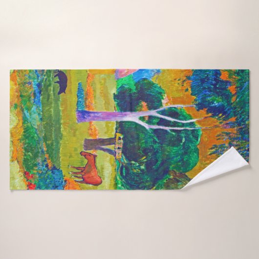 Landschap met varkens en paarden, Gauguin Badhanddoek (Badhanddoek)