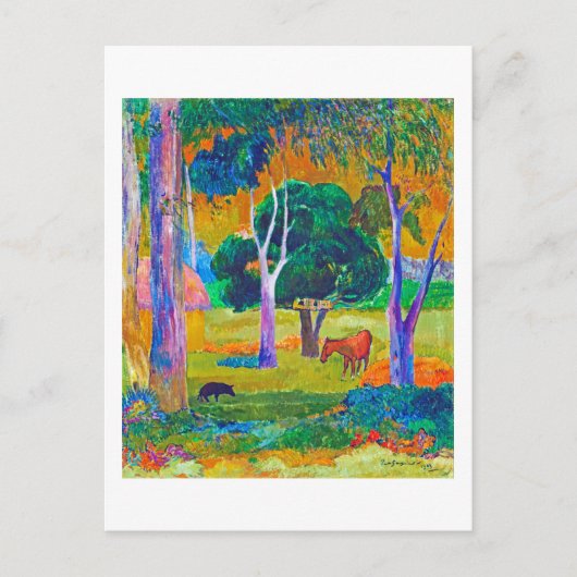 Landschap met varkens en paarden, Gauguin Briefkaart (Voorkant)