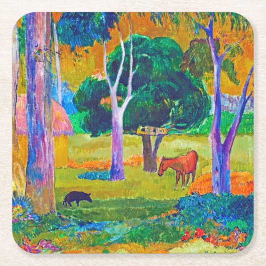 Landschap met varkens en paarden, Gauguin Kartonnen Onderzetters (Voorkant)