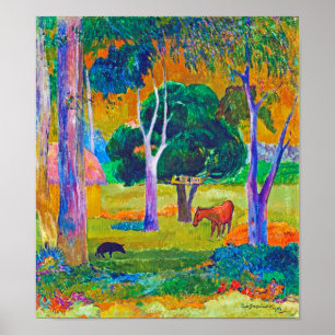 Landschap met varkens en paarden, Gauguin Poster