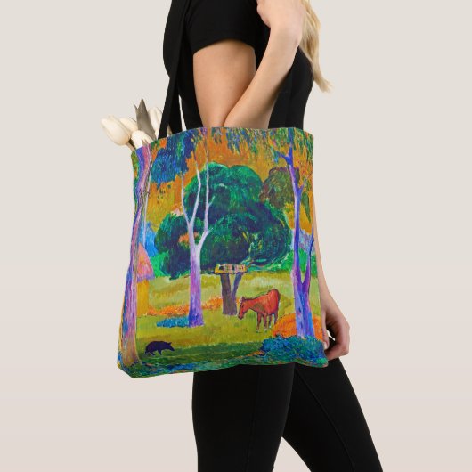Landschap met varkens en paarden, Gauguin Tote Bag (Dichtbij)