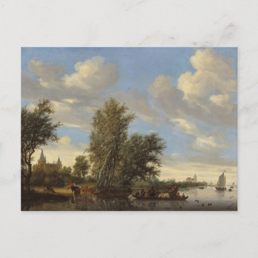 Landschap met veerboot, 1649 (olie op doek) briefkaart (Voorkant)