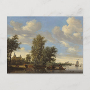 Landschap met veerboot, 1649 (olie op doek) briefkaart