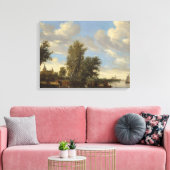 Landschap met veerboot, 1649 (olie op doek) canvas afdruk (Insitu (Woonkamer))