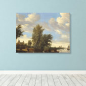 Landschap met veerboot, 1649 (olie op doek) canvas afdruk (Insitu (Houten vloer))